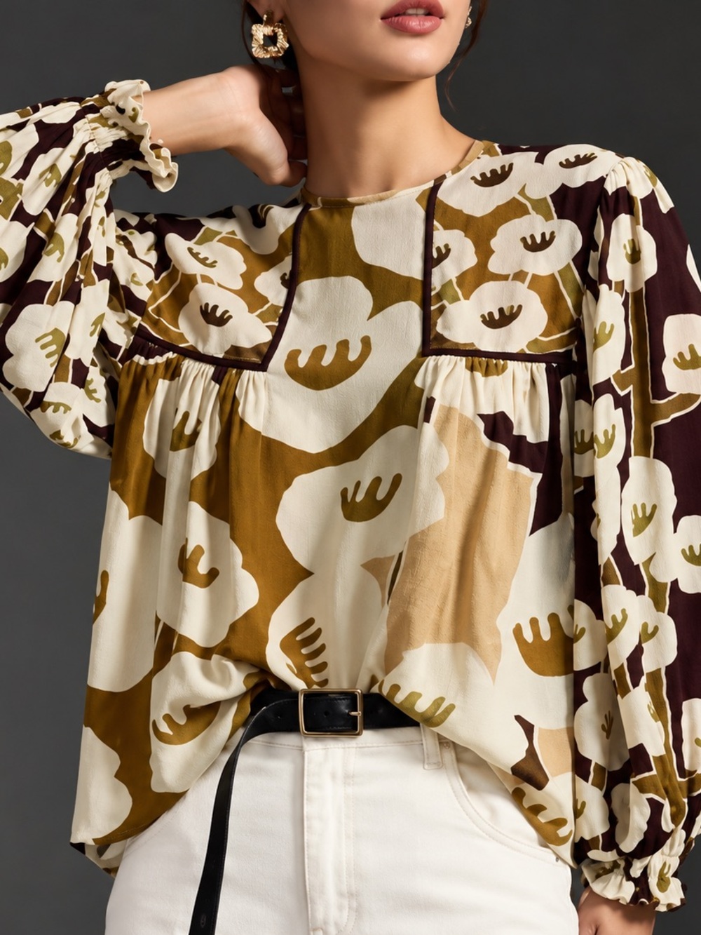 Blank London Anthropologie Miranda Peasant Blouse Floral XSP NWOT